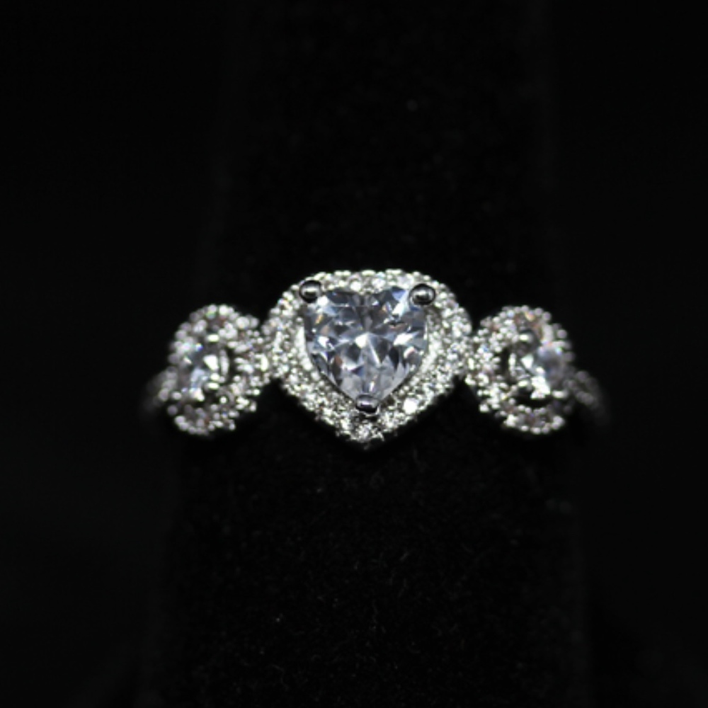 925 14k Dipped Tri HaloTopaz Engagement Ring